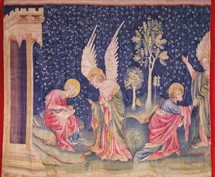 St. Jan en de engel, uit de Apocalyps Tapestry van Angers, 1373-87